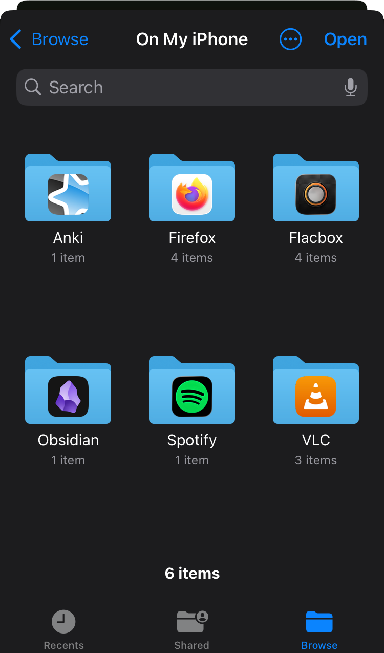 Screenshot of iOS Spotify download folder settings