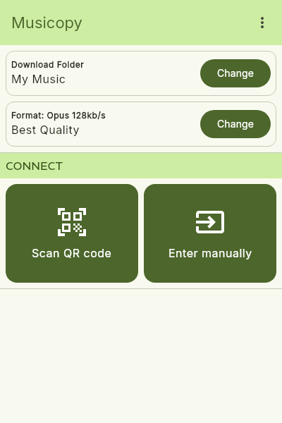 Screenshot of mobile app home screen