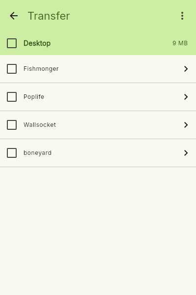 Screenshot of mobile app file selection screen